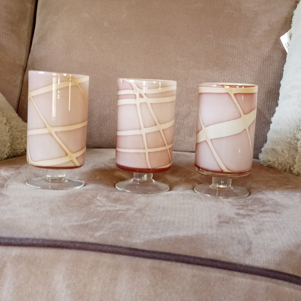 Set of 3 blown glass candle holders
